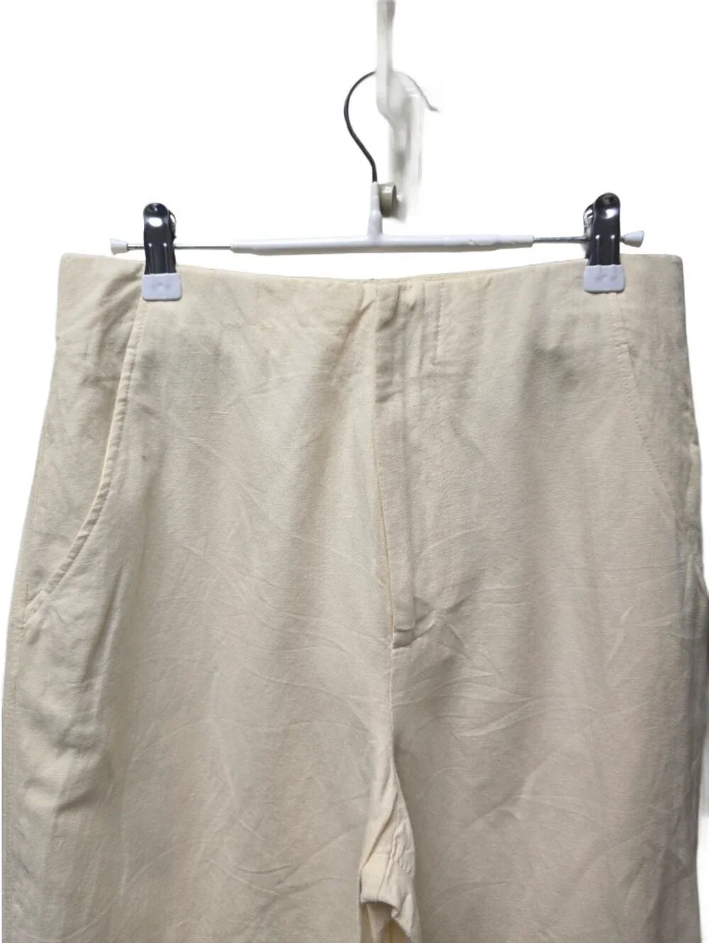 Zara High Waisted Wide Leg Cream Linen-Blend Pants Sz. M